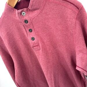 Tommy Bahama Reversible Sweatshirt Men's XL Burgundy Quarter Button Pullover